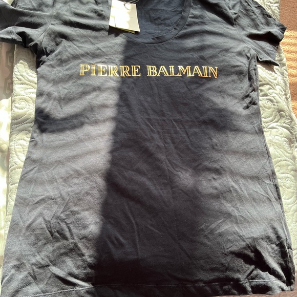 Pierre Balmain ladies black & gold t-shirt size 42 NWT - Picture 2 of 5